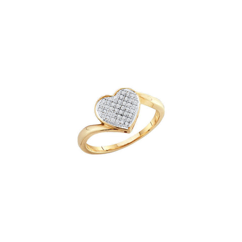 10kt Yellow Gold Womens Round Diamond Heart Love Cluster Ring 1/20 Cttw 49935 - shirin-diamonds
