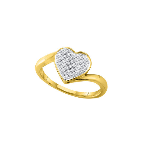 10kt Yellow Gold Womens Round Diamond Heart Cluster Love Ring 1/10 Cttw 49937 - shirin-diamonds