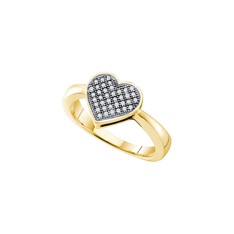 10kt Yellow Gold Womens Round Diamond Heart Love Cluster Ring 1/10 Cttw 49941 - shirin-diamonds