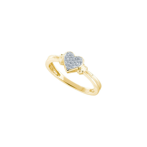 10kt Yellow Gold Womens Round Diamond Simple Heart Cluster Ring 1/12 Cttw 49945 - shirin-diamonds