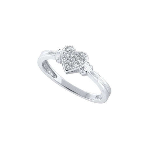 10kt White Gold Womens Round Diamond Heart Love Cluster Ring 1/12 Cttw 49946 - shirin-diamonds