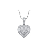 10kt White Gold Womens Round Diamond Layered Heart Cluster Pendant 1/6 Cttw 49948 - shirin-diamonds