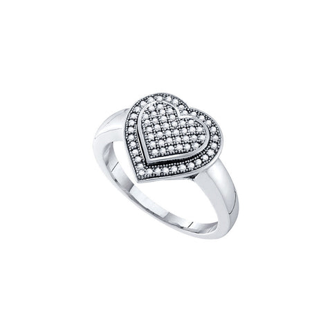 10kt White Gold Womens Round Diamond Heart Love Cluster Ring 1/4 Cttw 49958 - shirin-diamonds