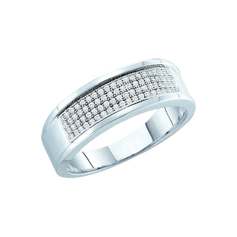 10kt White Gold Mens Round Diamond Band Wedding Anniversary Ring 1/4 Cttw 49974 - shirin-diamonds
