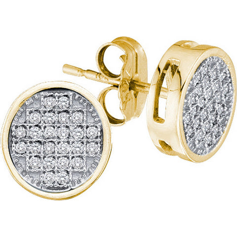 10kt Yellow Gold Womens Round Diamond Circle Cluster Earrings 1/20 Cttw 50063 - shirin-diamonds