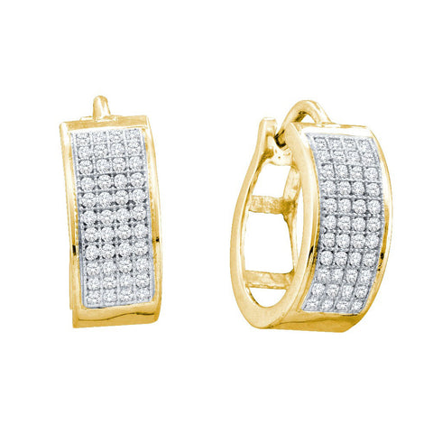 10kt Yellow Gold Womens Round Diamond Huggie Earrings 1/4 Cttw 50071 - shirin-diamonds