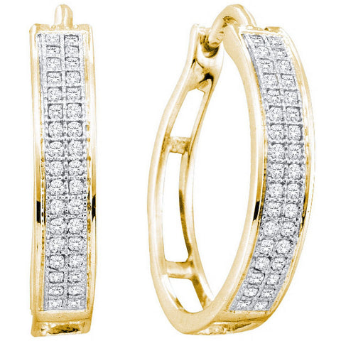 10kt Yellow Gold Womens Round Diamond Hoop Earrings 1/5 Cttw 50079 - shirin-diamonds