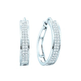 10kt White Gold Womens Round Diamond Hoop Earrings 1/5 Cttw 50080 - shirin-diamonds