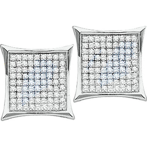 10kt White Gold Womens Round Pave-set Diamond Square Kite Cluster Earrings 1/5 Cttw 50114 - shirin-diamonds