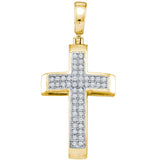 10kt Yellow Gold Womens Round Diamond Cross Faith Pendant 1/6 Cttw 50247 - shirin-diamonds