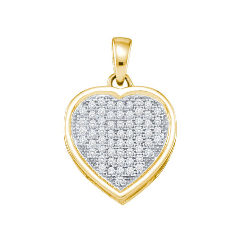 10kt Yellow Gold Womens Round Diamond Small Simple Heart Love Pendant 1/5 Cttw 50273 - shirin-diamonds