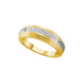 10kt Yellow Two-tone Gold Mens Round Diamond Double Row Wedding Band 1/10 Cttw 50426 - shirin-diamonds