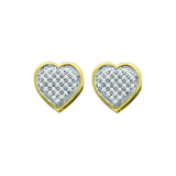 10kt Yellow Gold Womens Round Diamond Heart Cluster Earrings 1/8 Cttw 50450 - shirin-diamonds