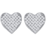 10kt White Gold Womens Round Diamond Heart Cluster Earrings 1/5 Cttw 50457 - shirin-diamonds