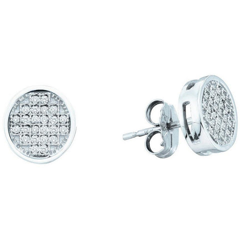 10kt White Gold Womens Round Diamond Circle Cluster Earrings 1/10 Cttw 50569 - shirin-diamonds