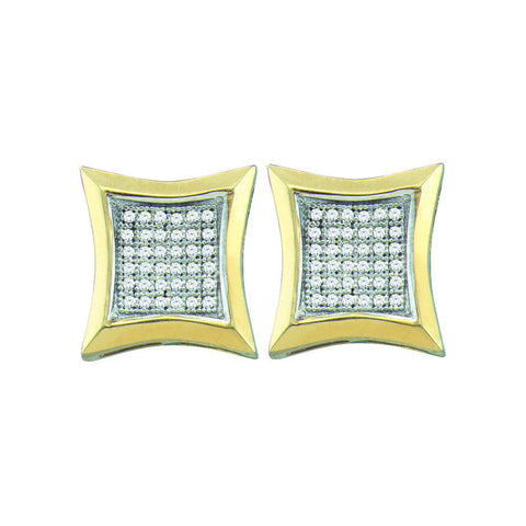 10kt Yellow Gold Womens Round Diamond Square Kite Cluster Earrings 1/4 Cttw 50614 - shirin-diamonds