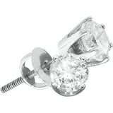 14kt White Gold Womens Round Diamond Solitaire I3 HI Screwback Stud Earrings 1/10 Cttw 50885 - shirin-diamonds