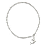 925 Sterling Silver 3mm Hollow Polished 3-Dimensional Dolphin Chain Anklet
