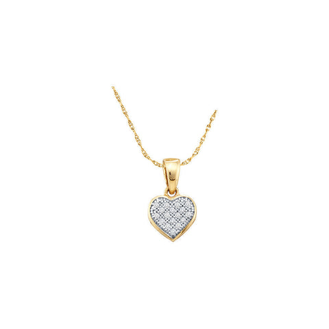 10kt Yellow Gold Womens Round Diamond Simple Heart Love Cluster Pendant 1/20 Cttw 51185 - shirin-diamonds