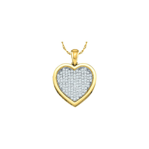 10kt Yellow Gold Womens Round Diamond Cluster Small Heart Love Pendant 1/20 Cttw 51600 - shirin-diamonds