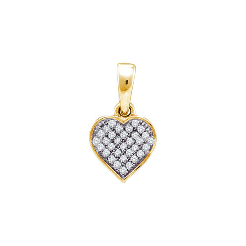 10kt Yellow Gold Womens Round Diamond Small Dainty Heart Love Pendant 1/10 Cttw 51602 - shirin-diamonds