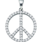 14kt White Gold Womens Round Diamond Peace Sign Circle Pendant 3/4 Cttw 51610 - shirin-diamonds
