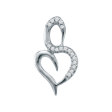 10kt White Gold Womens Round Diamond Small Heart Pendant 1/20 Cttw 51691 - shirin-diamonds
