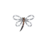 14kt White Gold Womens Round Cognac-brown Colored Diamond Dragonfly Bug Pendant 1/4 Cttw 51778 - shirin-diamonds