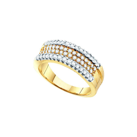 14kt Yellow Gold Womens Round Pave-set Diamond Four Row Band Ring 3/4 Cttw 51860 - shirin-diamonds