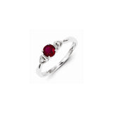 925 Sterling Silver Rhodium Plated Diamond and Ruby Ring