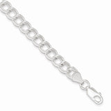 Sterling Silver Double Link Charm Bracelet (Weight: 9.16 Grams, Length: 7 Inches)