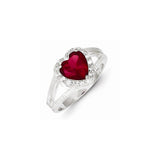 925 Sterling Silver Red Cubic Zirconia Heart Ring