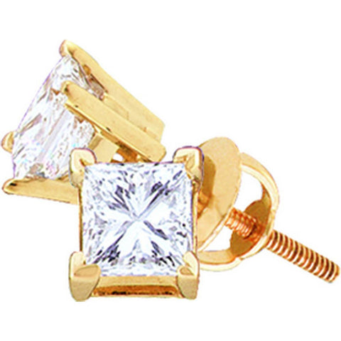 14kt Yellow Gold Womens Princess Diamond EGL Certified Solitaire Stud Earrings 1/6 Cttw 52129 - shirin-diamonds
