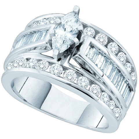 14kt White Gold Womens Marquise Diamond Solitaire Bridal Wedding Engagement Ring 1.00 Cttw 52379 - shirin-diamonds