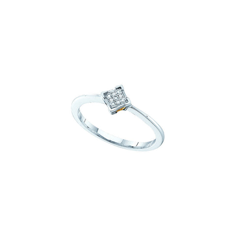 Sterling Silver Womens Round Diamond Simple Square Cluster Ring .01 Cttw 52607 - shirin-diamonds