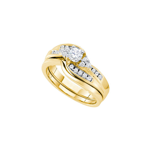 14kt Yellow Gold Womens Round Diamond Bridal Wedding Engagement Ring Band Set 1/2 Cttw 52834 - shirin-diamonds