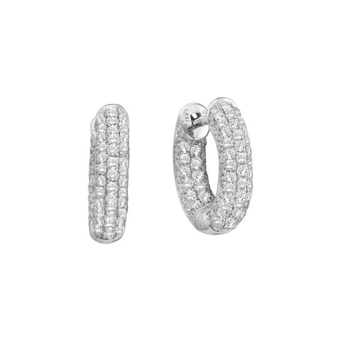 14kt White Gold Womens Round Pave-set Diamond Dainty Huggie Hoop Earrings 3/4 Cttw 52939 - shirin-diamonds