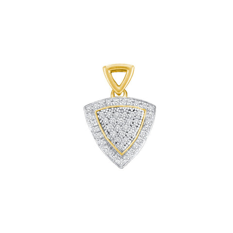10kt Yellow Gold Womens Round Diamond Triangle Frame Cluster Pendant 1/6 Cttw 52972 - shirin-diamonds