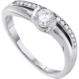 14kt White Gold Womens Round Diamond Solitaire Bridal Wedding Engagement Ring 3/8 Cttw 52976 - shirin-diamonds