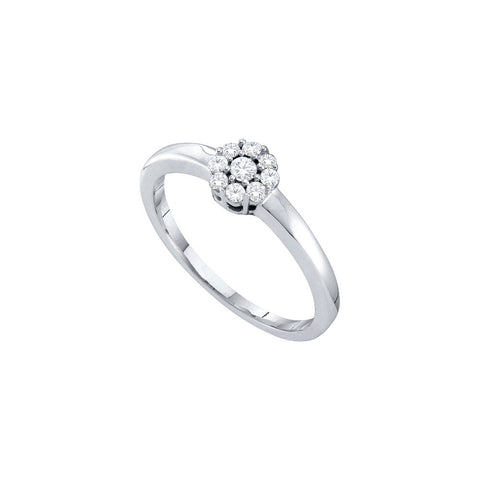 14kt White Gold Womens Round Diamond Cluster Bridal Wedding Engagement Ring 1/5 Cttw 53062 - shirin-diamonds