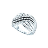 14kt White Gold Womens Round Diamond Stranded Crossover Cocktail Ring 1/2 Cttw 53139 - shirin-diamonds