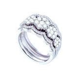 14kt White Gold Womens Round Diamond 3-Piece Bridal Wedding Engagement Ring Band Set 1-1/2 Cttw 53244 - shirin-diamonds