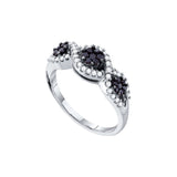 14kt White Gold Womens Round Black Colored Diamond Flower Cluster Band Ring 1/2 Cttw 53280 - shirin-diamonds