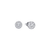 14kt White Gold Womens Round Diamond Flower Cluster Screwback Stud Earrings 1/4 Cttw 53292 - shirin-diamonds