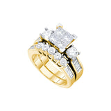 14kt Yellow Gold Womens Princess Diamond Bridal Wedding Engagement Ring Band Set 3.00 Cttw 53547 - shirin-diamonds