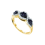 14kt Yellow Gold Womens Round Black Colored Diamond Flower Cluster Band Ring 1/2 Cttw 53624 - shirin-diamonds