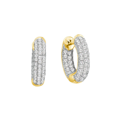 14kt Yellow Gold Womens Round Diamond Huggie Earrings 3/4 Cttw 53665 - shirin-diamonds