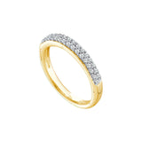 14kt Yellow Gold Womens Round Pave-set Diamond Double Row Wedding Band 1/4 Cttw 53756 - shirin-diamonds