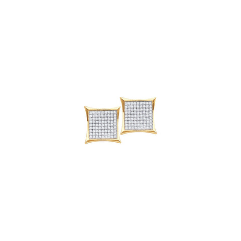 10kt Yellow Gold Womens Round Diamond Square Kite Cluster Earrings 1/3 Cttw 54299 - shirin-diamonds