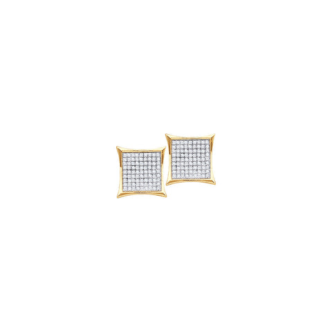 10kt Yellow Gold Womens Round Diamond Square Kite Cluster Earrings 3/4 Cttw 54307 - shirin-diamonds